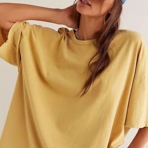We The Free Free People Mustard/ Orange Short Sleeve Tee